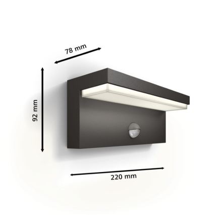 Philips - LED-Outdoor-Wandleuchte mit Sensor BUSTAN LED/3,8W/230V 2700K IP44