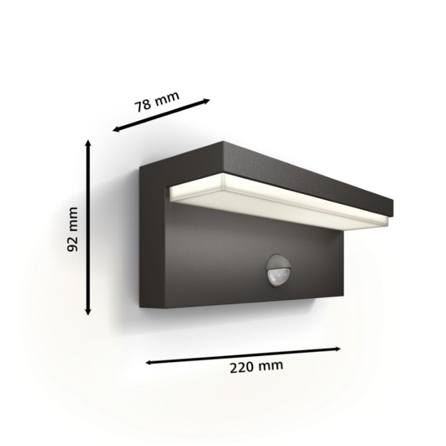 Philips - LED-Outdoor-Wandleuchte mit Sensor BUSTAN LED/3,8W/230V 2700K IP44