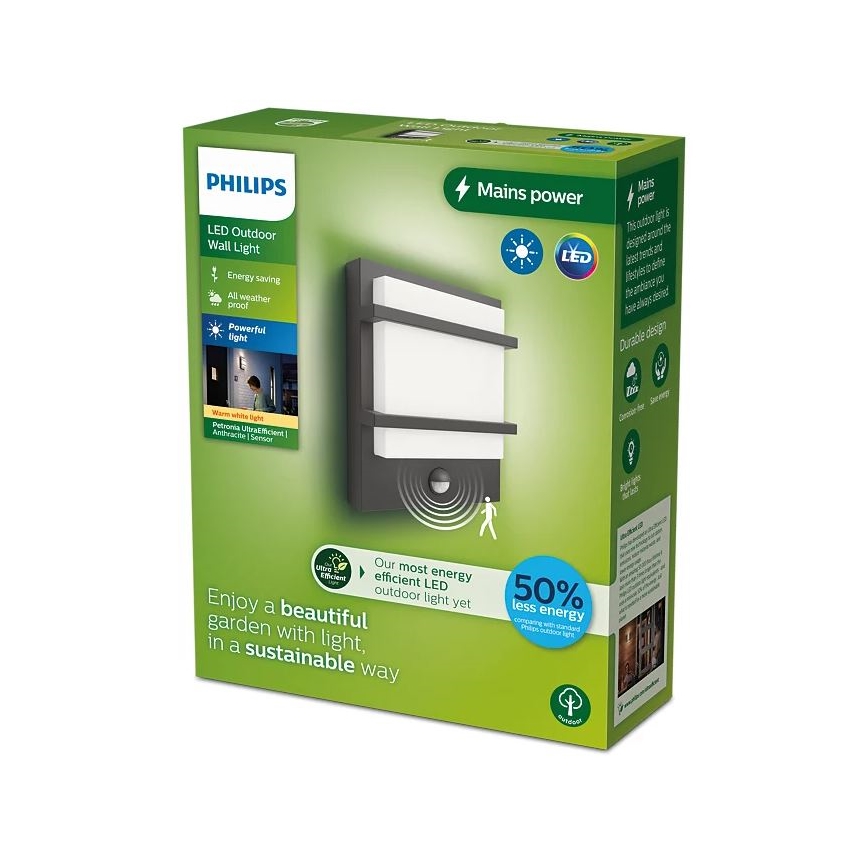 Philips - LED-Outdoor-Wandleuchte mit Sensor PETRONIA LED/3,8W/230V IP44