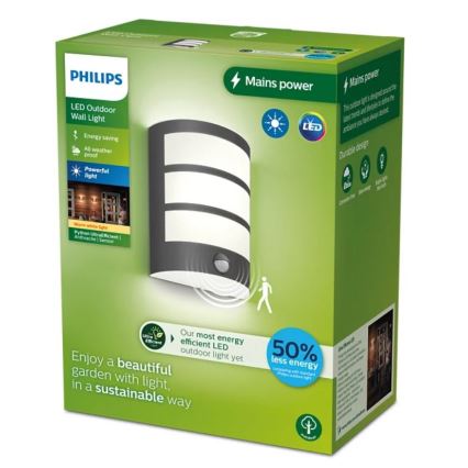 Philips - LED-Outdoor-Wandleuchte mit Sensor PYTHON LED/3,8W/230V IP44