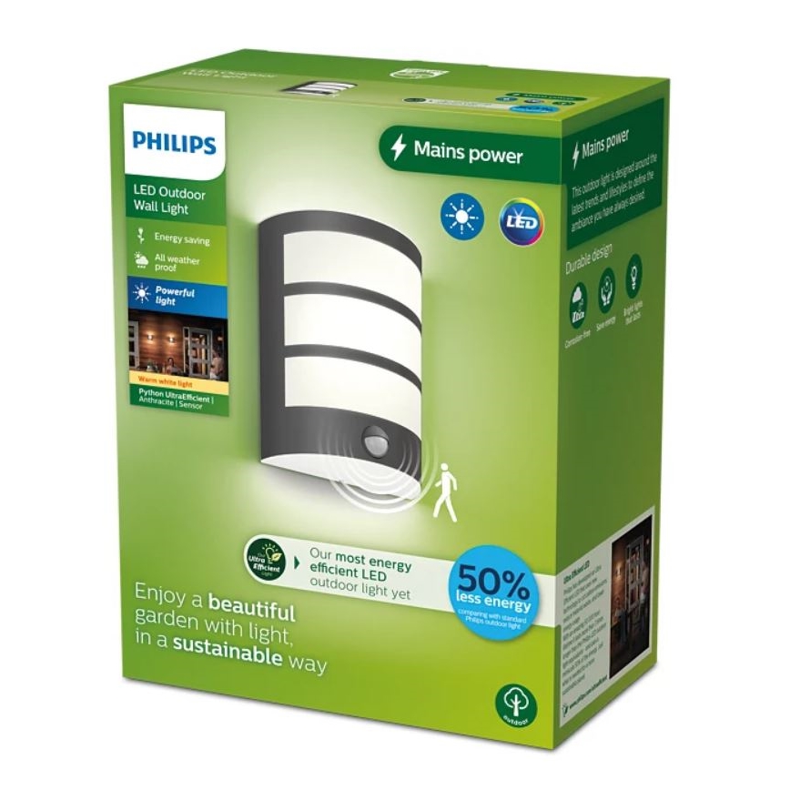 Philips - LED-Outdoor-Wandleuchte mit Sensor PYTHON LED/3,8W/230V IP44