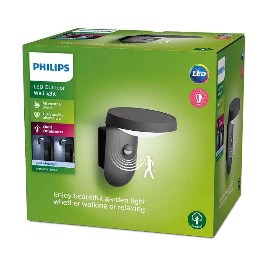 Philips – LED-Outdoor-Wandleuchte mit Sensor LED/9W/230V 4000K IP44