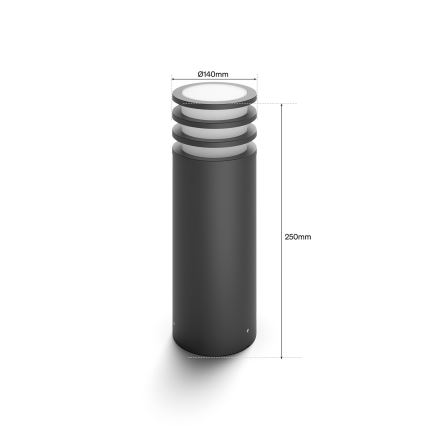 Philips - LED RGB dimmbare Außenleuchte Hue LUCCA 1xE27/8,1W/230V 25 cm 1000-20000K IP44