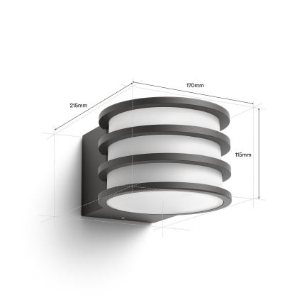 Philips - LED RGB dimmbare Außenwandleuchte Hue LUCCA 1xE27/8,1W/230V 1000-20000K IP44