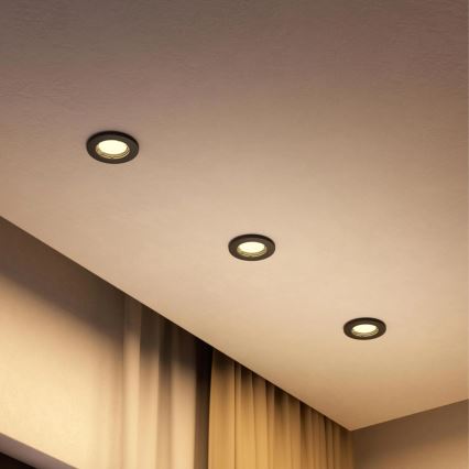 Philips - LED RGBW dimmbare Einbauleuchte PERIDOT 1xGU10/6W/230V schwarz + Fernbedienung