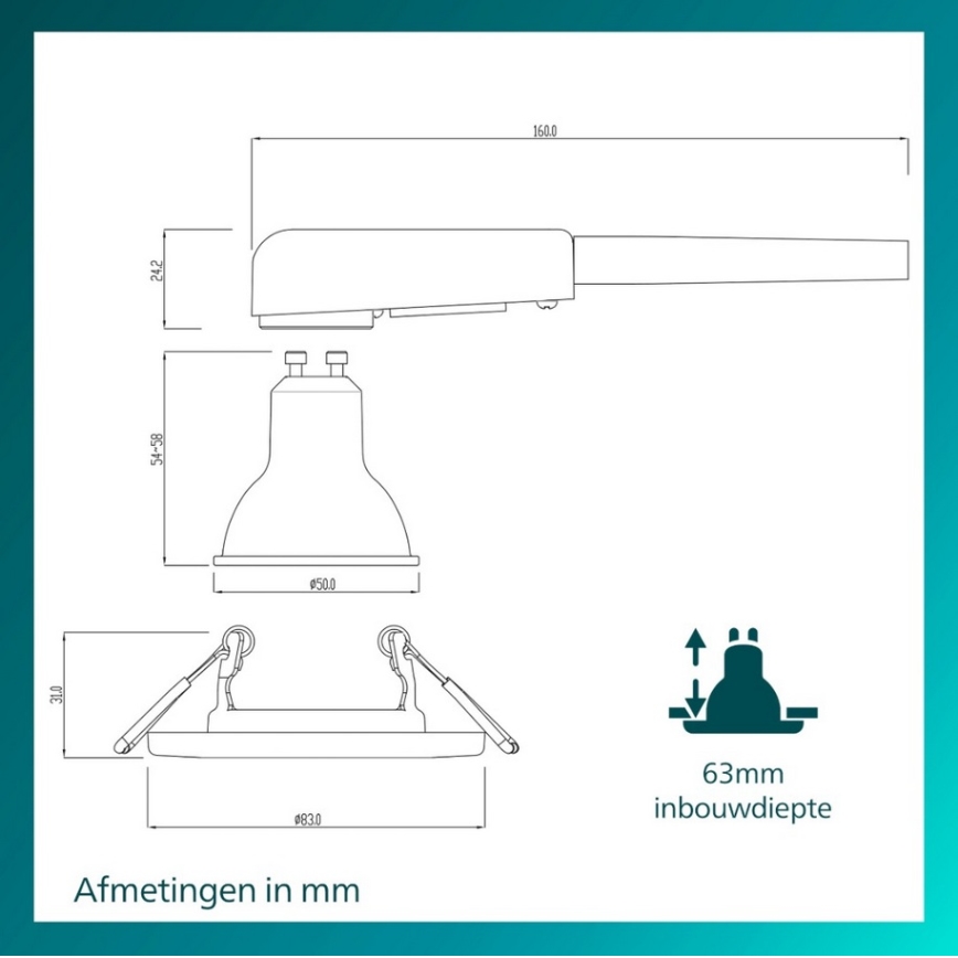 Philips - LED RGBW dimmbare Einbauleuchte PERIDOT 1xGU10/6W/230V schwarz + Fernbedienung