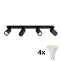 Philips - LED RGBW dimmbarer Deckenspot PONGEE 4x GU10 / 4,8W / 230V / 3000K, schwarz + Fernbedienung