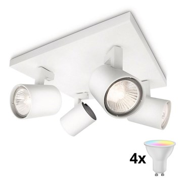 Philips - LED RGBW dimmbarer Deckenspot RUNNER 4xGU10/6,5W/230V 2700-6500K weiß