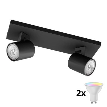Philips - LED RGBW dimmbarer Einbau-Spot RUNNER 2xGU10/6,5W/230V 2700-6500K schwarz