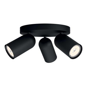 Philips - LED RGBW dimmbarer Einbaustrahler PONGEE 3xGU10/4,8W/230V 3000K schwarz + Fernbedienung