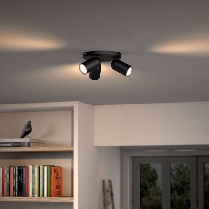 Philips - LED RGBW dimmbarer Einbaustrahler PONGEE 3xGU10/4,8W/230V 3000K schwarz + Fernbedienung