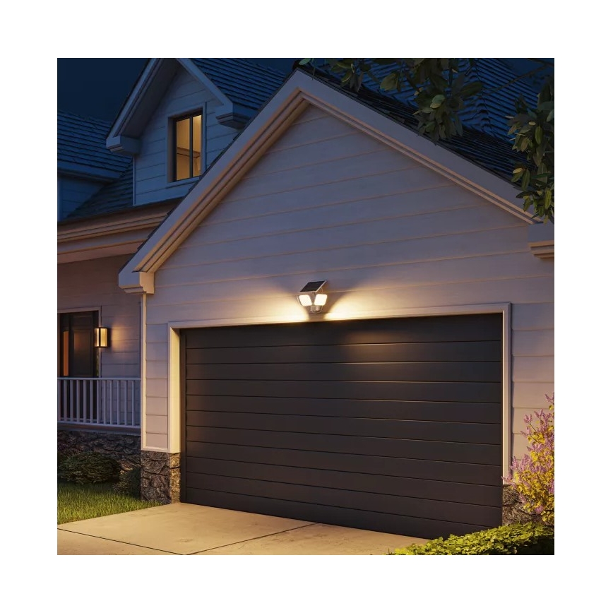 Philips - ZYREN LED-Solar-Wandleuchte mit Sensor, 24,5 W / 3,7 V, 2600 mAh, 3000 K, IP65, Weiß