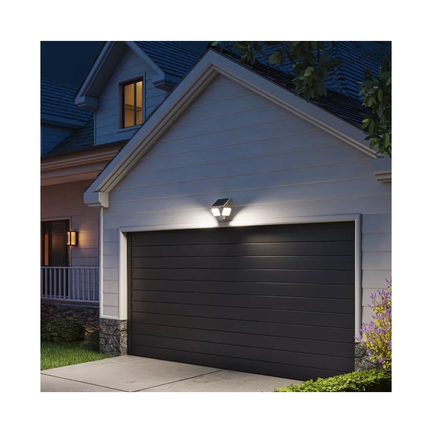 Philips - LED-Solar-Wandleuchte ZYREN mit Sensor, 24,5 W / 3,7 V, 2600 mAh, 5000 K, IP65, weiß