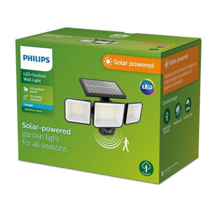 Philips -  LED-Solar-Wandstrahler mit Sensor NYSIL 3xLED/8,7W/3,7V 2000 mAh IP65