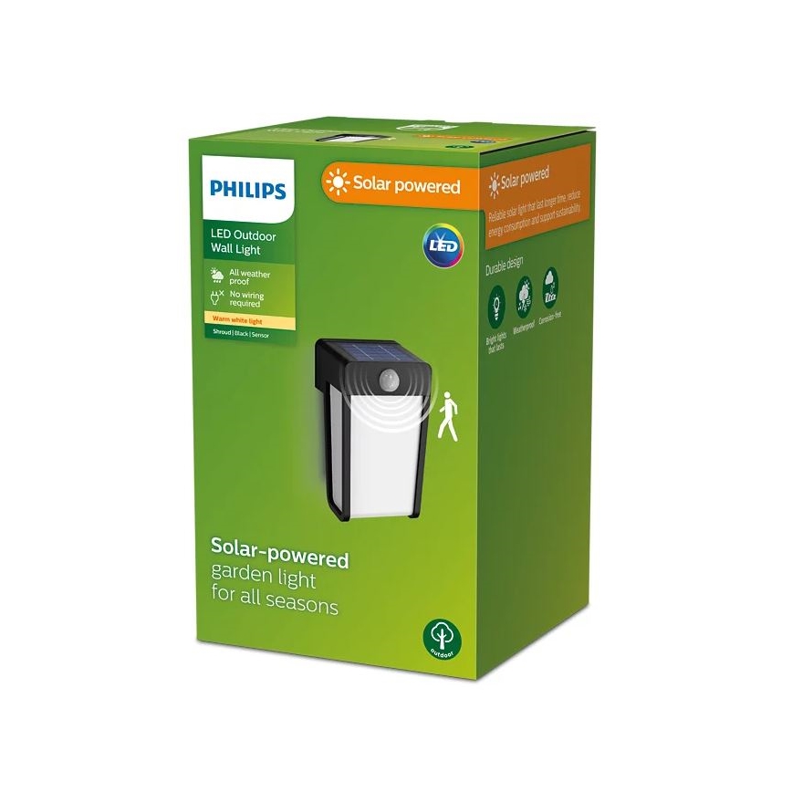 Philips - LED-Solarwandleuchte mit Sensor SHROUD LED/2,3W/3,7V IP44