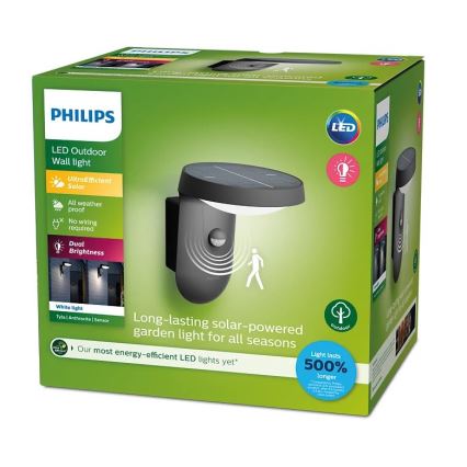 Philips – LED-Solarwandleuchte mit Sensor LED/1,2W/4V 3000K IP44