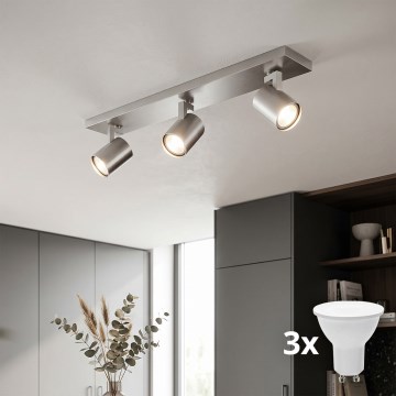 Philips - LED-Spot mattchrom 3xGU10/20W/230V