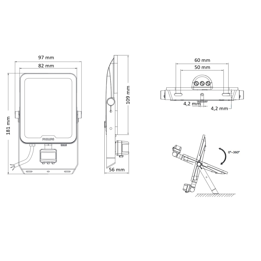Philips - LED-Strahler mit Bewegungs- und Dämmerungssensor LEDINAIRE ALL-IN LED/20W/230V 3000/4000/6500K IP65