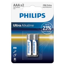 Philips LR03E2B/10 - 2 Stück Alkalibatterien AAA ULTRA ALKALINE 1,5V 1250mAh