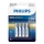 Philips LR03E4B/10 - 4 Stück Alkaline-Batterien AAA ULTRA ALKALINE 1,5V 1250mAh