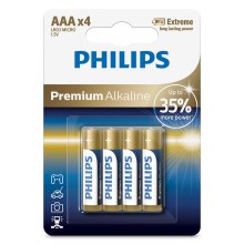 Philips LR03M4B/10 - 4 Stk. alkalische Batterie AAA PREMIUM ALKALINE 1,5V 1320mAh