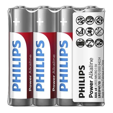 Philips LR03P4F/10 - 4 Stk. alkalische Batterie AAA POWER ALKALINE 1,5V 1150mAh