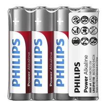 Philips LR03P4F/10 - 4 Stk. alkalische Batterie AAA POWER ALKALINE 1,5V