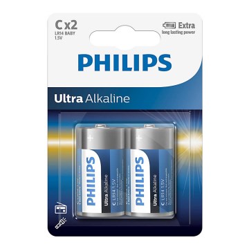 Philips LR14E2B/10 - 2 Stk. alkalische Batterie C ULTRA ALKALINE 1,5V 7500mAh