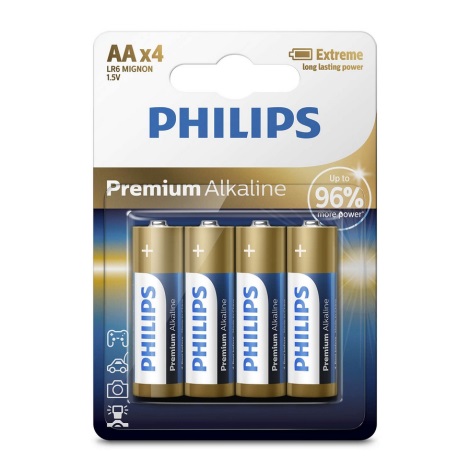 Philips LR6M4B/10 - 4 Stk. alkalische Batterie AA PREMIUM ALKALINE 1,5V 3200mAh