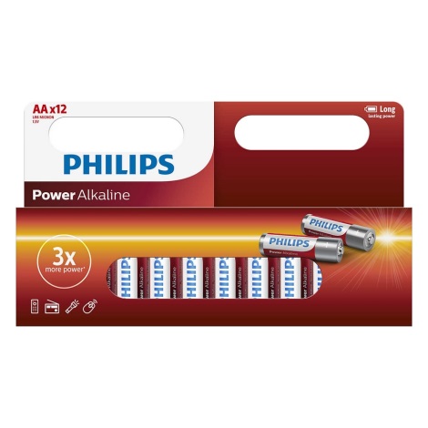 Philips LR6P12W/10 - 12 Stk. alkalische Batterie AA POWER ALKALINE 1,5V 2600mAh