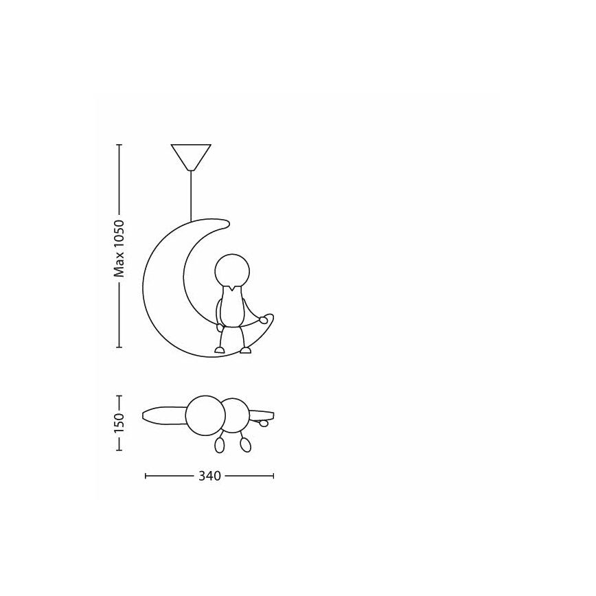 Philips Massive 40092/34/16 - Kinder-Deckenleuchte LUNARDO 1xE27/12W/230V - II. Qualität