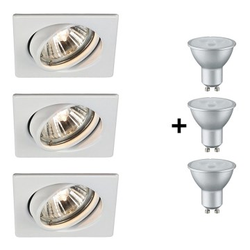 Philips Massive 59323/31/10 - SET 3xLED Badezimmer Einbauleuchte QUARTZ 3xGU10/3,5W + 3xGU10/50W