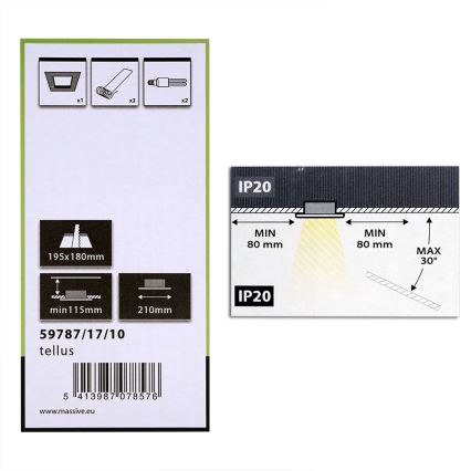 Philips Massive 59787/17/10 - Einbauleuchte TELLUS 2xE27/23W/230V