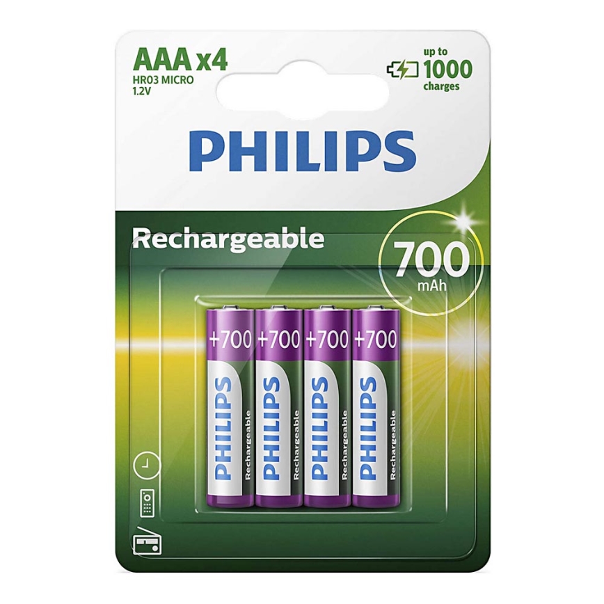 Philips R03B4A70/10 - 4 Stk. wiederaufladbare Batterien AAA MULTILIFE NiMH/1,2V/700 mAh