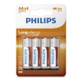 Philips R6L4B/10 - 4 Stück Zinkchlorid-Batterien AA LONGLIFE 1,5V 900mAh