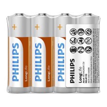 Philips R6L4F/10 - 4 Stück  Zinkchlorid-Batterien AA LONGLIFE 1,5V