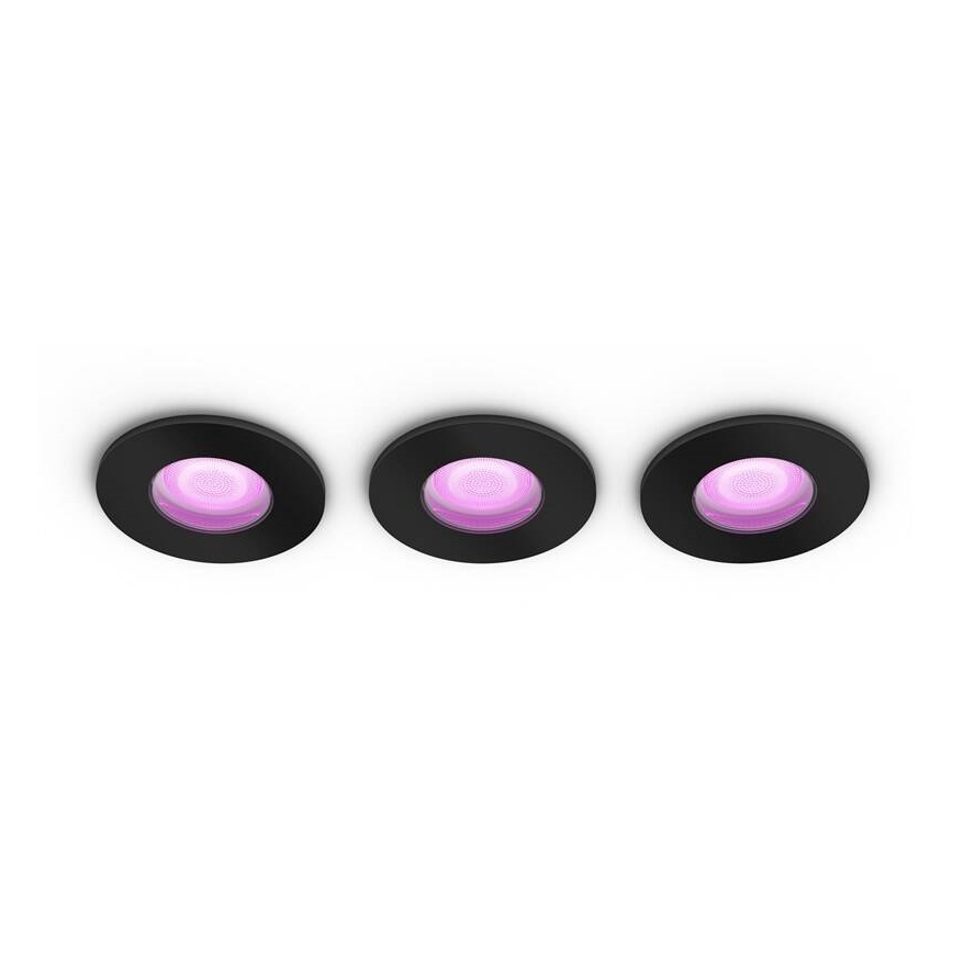 Philips -SET 3 x Dimmbare LED-RGBW-Einbauleuchte fürs Badezimmer Hue XAMENTO 1xGU10/5,7W/230V 2200-6500K IP44