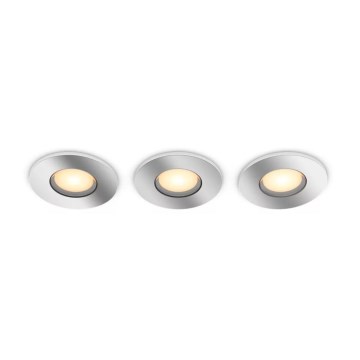 Philips - SET 3x Dimmbare LED-Einbauleuchte für Badezimmer Hue ADORE BATHROOM 1xGU10/4,2W/230V 2200-6500K IP44