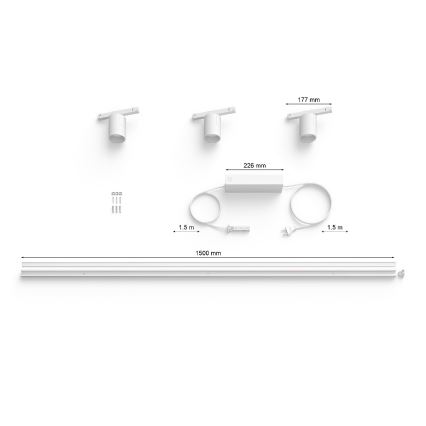 Philips - SET 3x Dimmbare LED RGB-Leuchte für Schienensystem Hue PERIFO LED RGB/15,6W/230V 2000-6500K