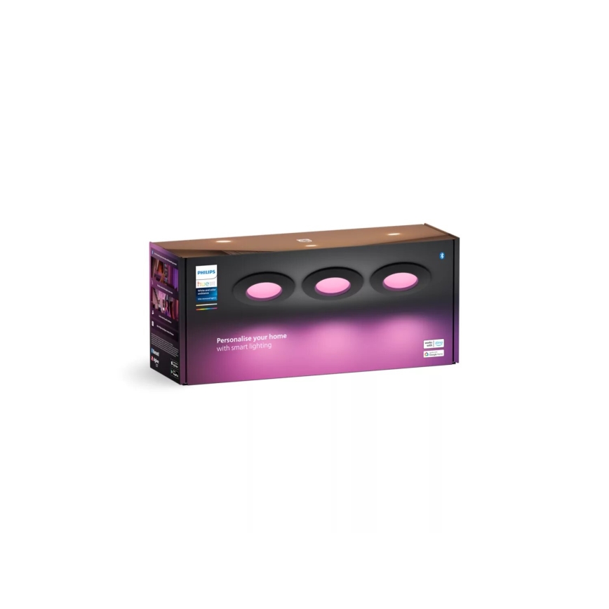 Philips - SET 3x Dimmbare LED-RGBW-Einbauleuchte für Badezimmer Hue SLIM LED/8,3W/230V IP44 2000-6500K