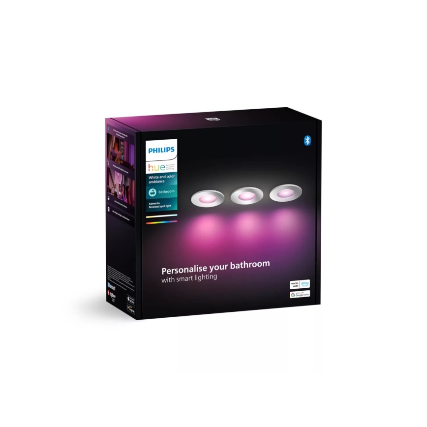 Philips - SET 3x Dimmbare LED-RGBW-Einbauleuchte für Badezimmer Hue XAMENTO 1xGU10/4,2W/230V IP44 2000-6500K