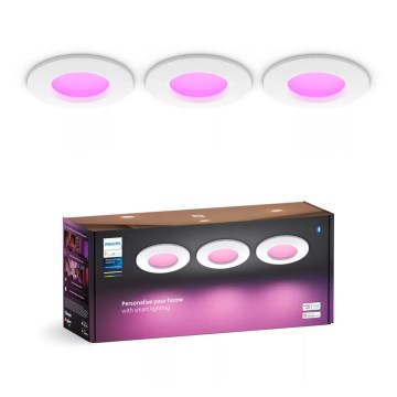 Philips - SET 3x Dimmbare LED-RGBW-Einbauleuchte für Badezimmer Hue SLIM LED/8,3W/230V IP44 2000-6500K