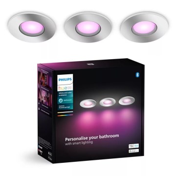 Philips - SET 3x Dimmbare LED-RGBW-Einbauleuchte für Badezimmer Hue XAMENTO 1xGU10/4,2W/230V IP44 2000-6500K