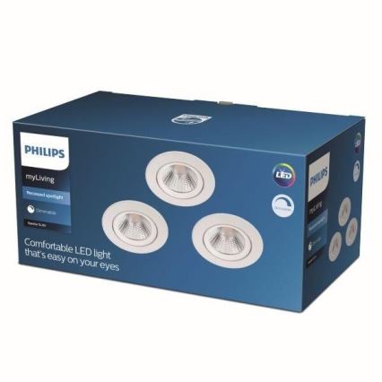 Philips - SET 3x LED Dimm-Einbauleuchte LED/5,5W/230V 2700K