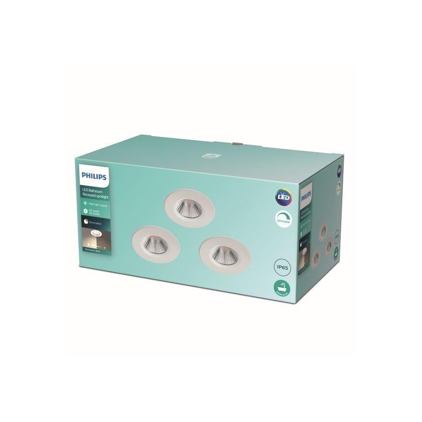 Philips - SET 3x LED dimmbare Badezimmerleuchte LED/5,5W/230V 2700K IP65