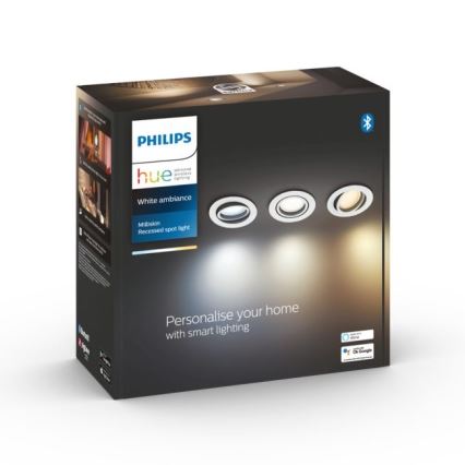 Philips - SET 3x LED dimmbare Einbaulampe Hue MILLISKIN 1xGU10/5,7W/230V 2200-6500K