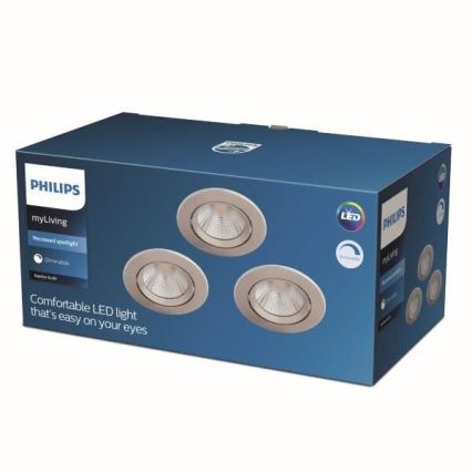 Philips - SET 3x LED dimmbare Einbauleuchte LED/5,5W/230V 2700K