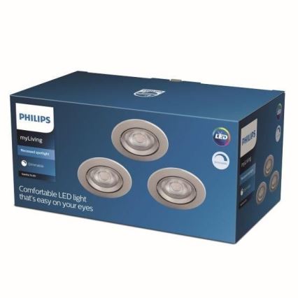 Philips - SET 3x LED dimmbare Einbauleuchte LED/5W/230V 2700K