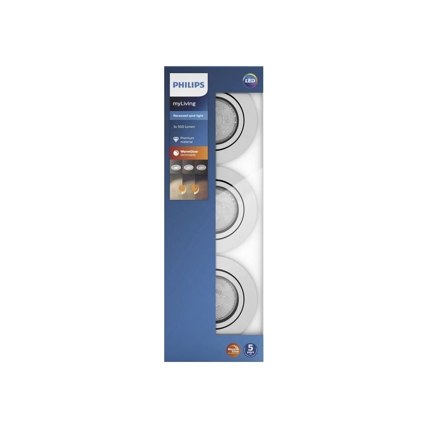 Philips 50203/11/P0 - SET 3x LED dimmbare Einbauleuchte SHELLBARK Warm Glow 1xLED/4,5W/230V 2200-2700K