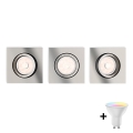 Philips - SET 3x LED RGBW dimmbare Einbauleuchte DONEGAL 3xGU10/4,8W/230V + Fernbedienung